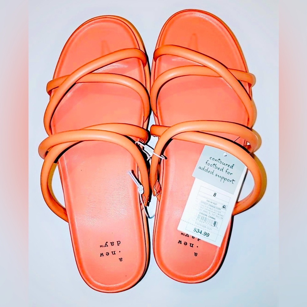 a new day Orange Strappy Slide Sandals